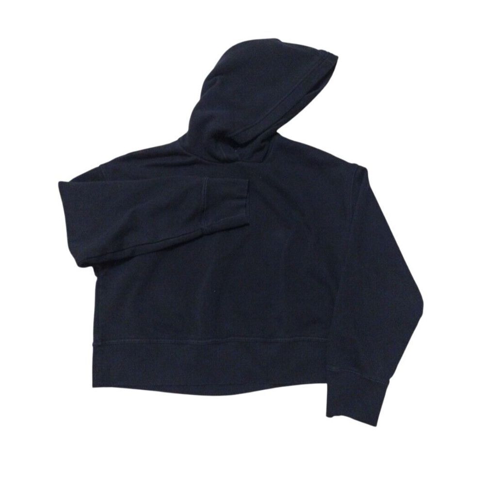 Zara Sweatshirt Women Medium Black Cropped Hooded Loungewear Long Sleeves School